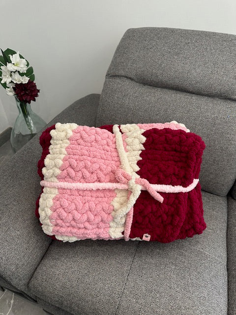 Couverture plaid  Laine rosée Gilberte créations